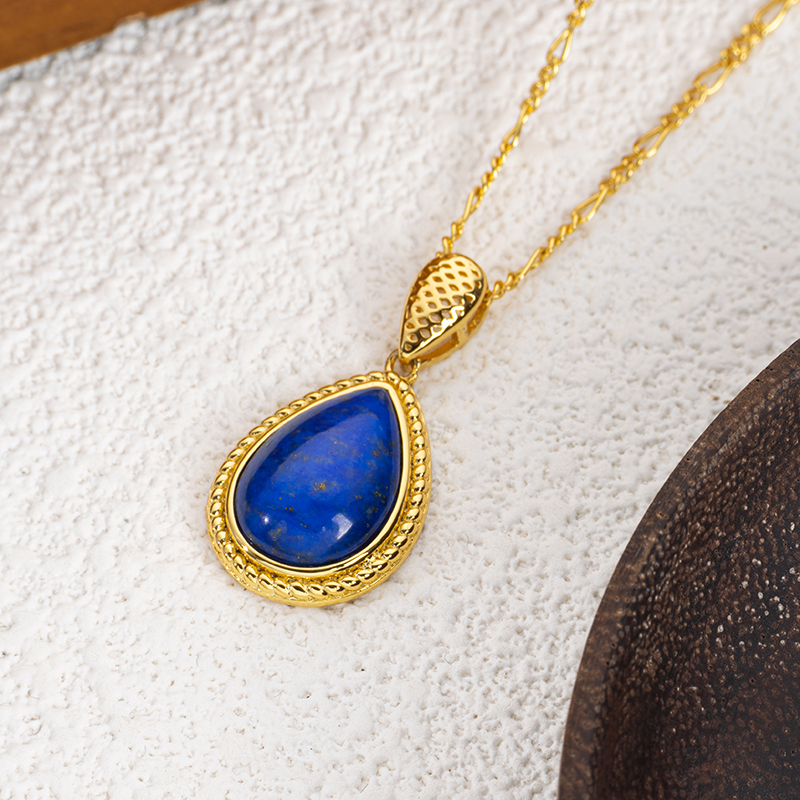 Royal Lapis Lazuli Teardrop Necklace | 18K Gold Plated 