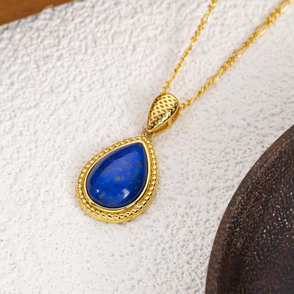 Royal Lapis Lazuli Teardrop Necklace | 18K Gold Plated 