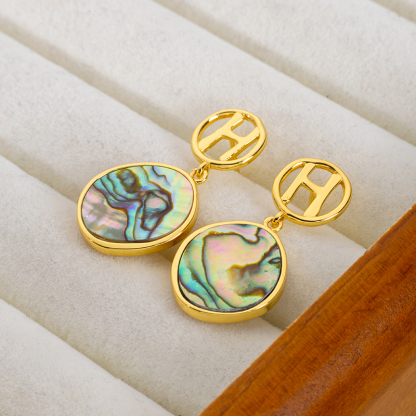 Iridescent Abalone Round Earrings | Vintage Euro Chic