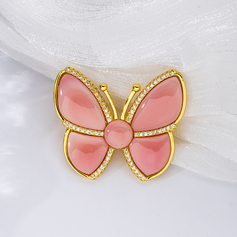 Natural Queen Conch Butterfly Brooch - Elegant Evening Corsage