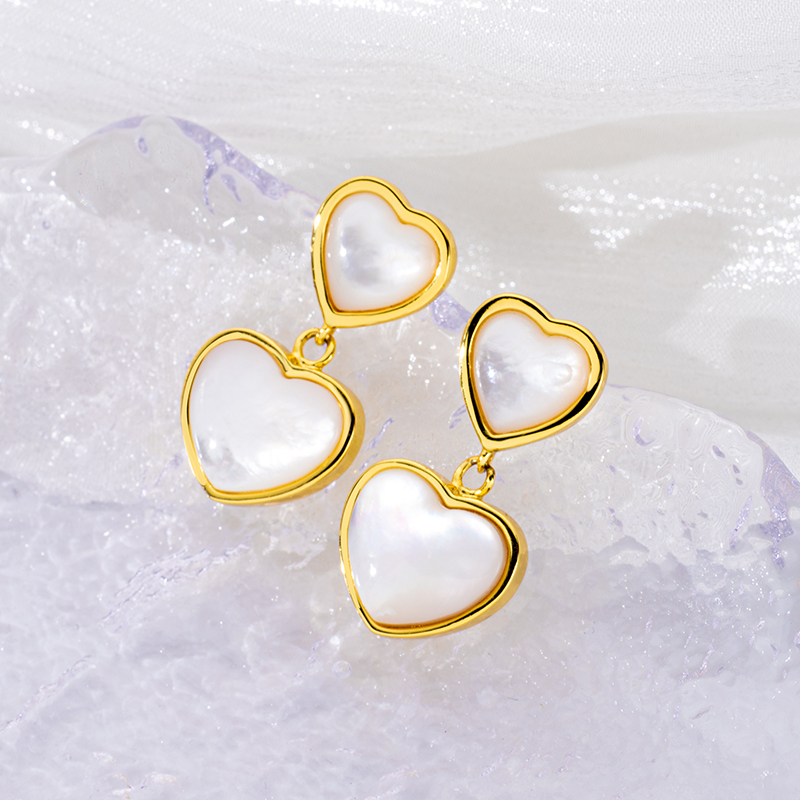 Youthful Glistening MOP Hearts - Vacation Dangle Earrings