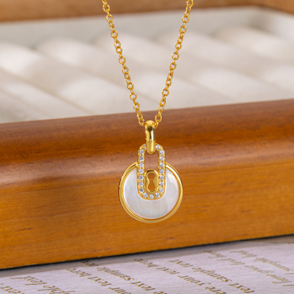 18K Gold Plated Solitaire Diamond Necklace - Adjustable Slider Design