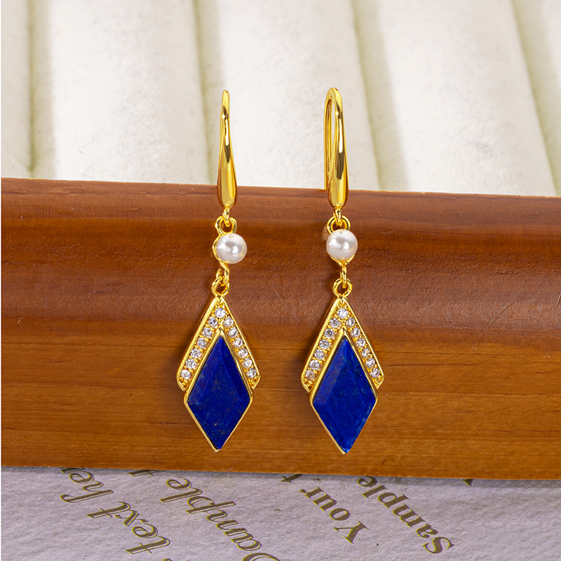 Vintage Faceted Lapis Earrings | Geometric, Petite & Natural