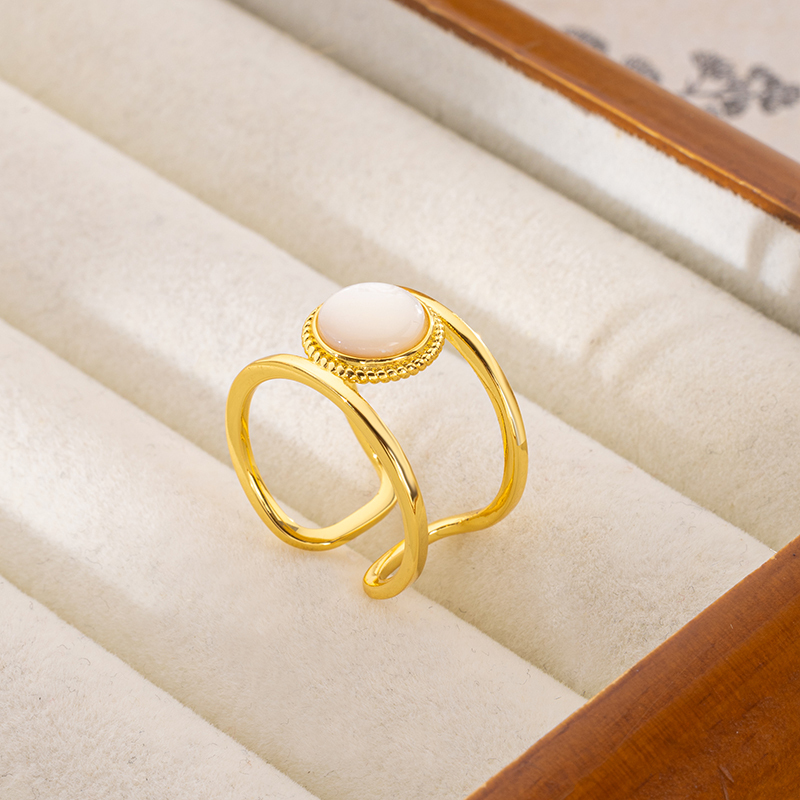 French Vintage Mother of Pearl Ring - Minimalist Summer Jewelry