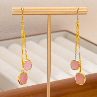 Boho Square Conch Earrings: Natural Shell Tassel Ear Hook