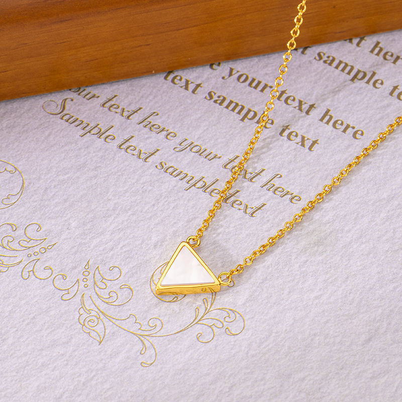 Dainty Triangle Mother of Pearl Necklace: French Minimalist