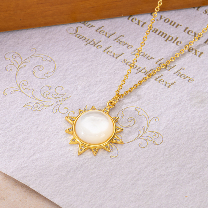 Designer Sun Pendant Necklace: Round MOP, Instagram Trendy