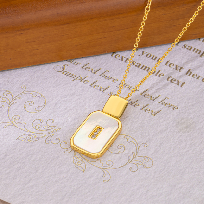 Korean Style Perfume Bottle Pendant: Square MOP Collar Necklace