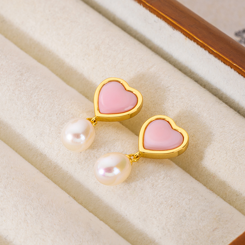 Dainty Heart Earrings: Queen Conch, Birthday Gift for Her 