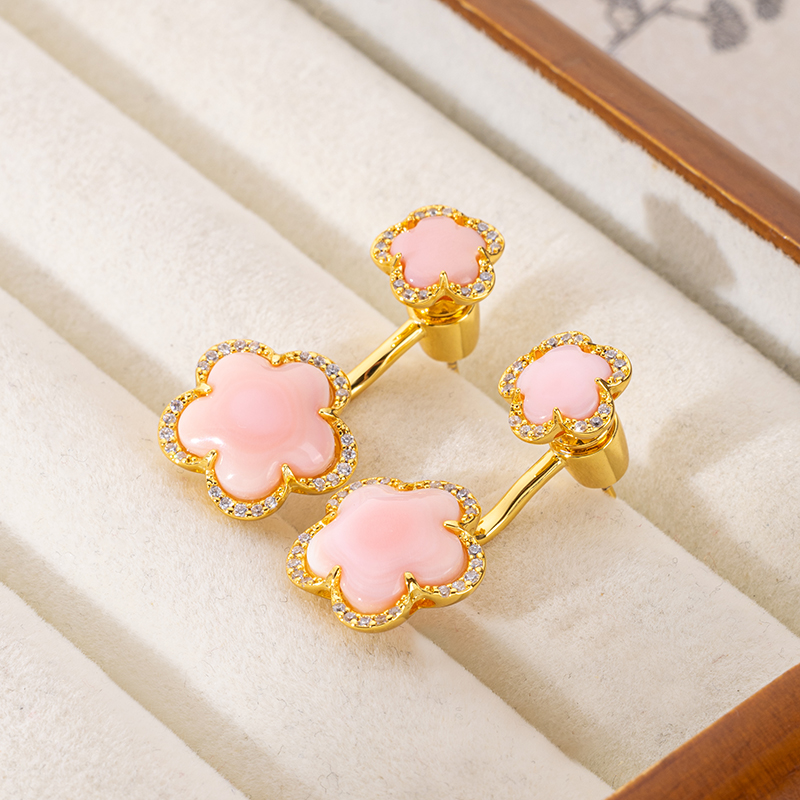 Pink Queen Conch Earrings | Designer Floral Statement Luxury
