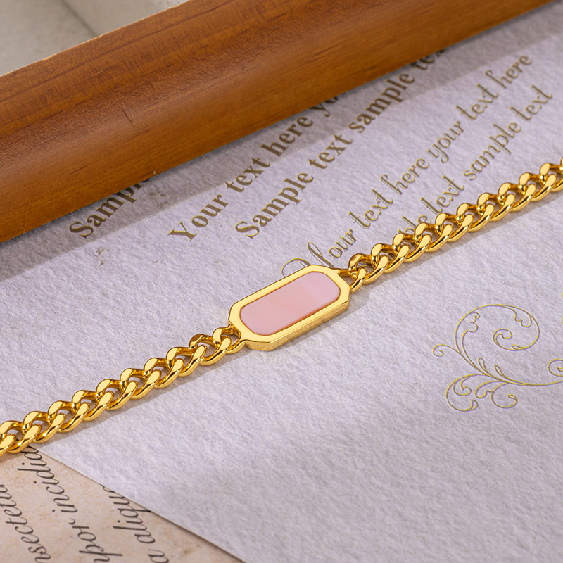 Pink Square Queen Conch Cuban Bracelet | Youthful Fashion Chain