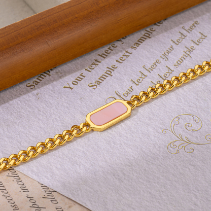 Pink Square Queen Conch Cuban Bracelet | Youthful Fashion Chain