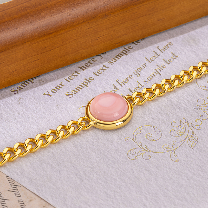 18K Gold Plated Cuban Chain Bracelet | Round Sweet Minimalist 