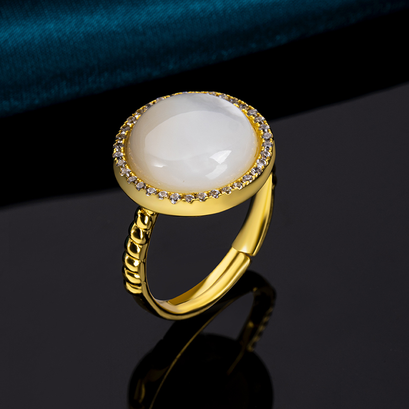 Natural MOP Round Ring Minimalist Classic