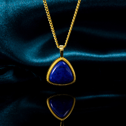 Modern Lapis Lazuli Triangle Pendant Minimalist