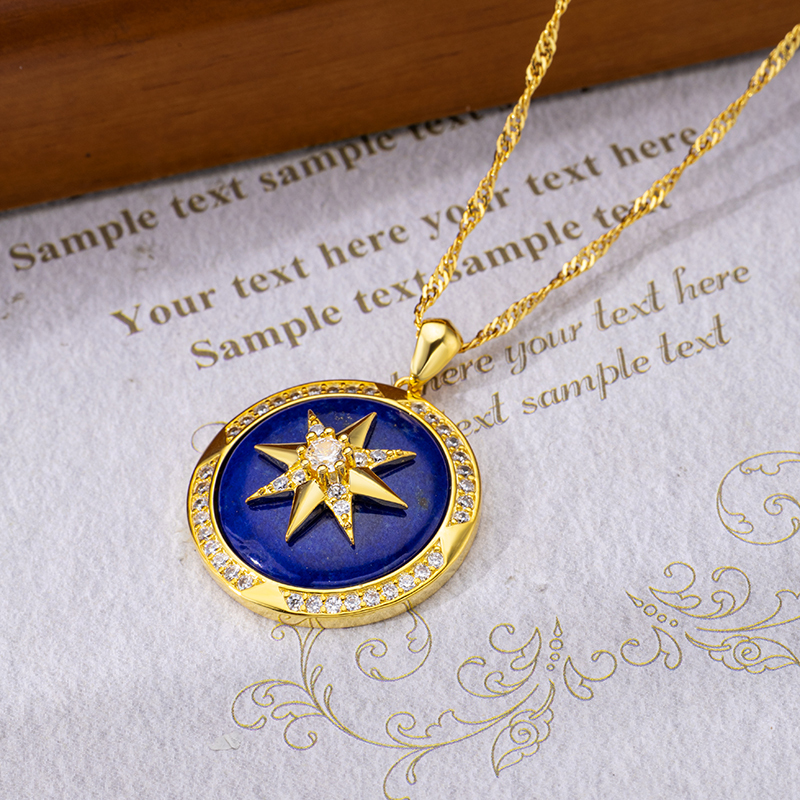 Natural Lapis Lazuli Eight-Pointed Star Necklace