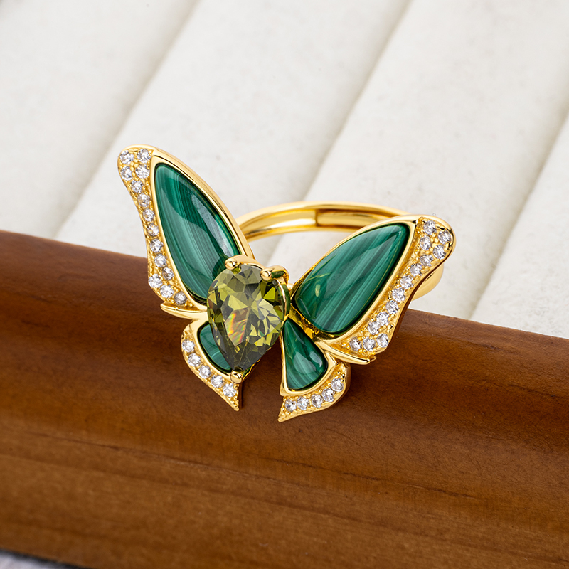 Malachite Butterfly Ring - Elegant & Natural Chic