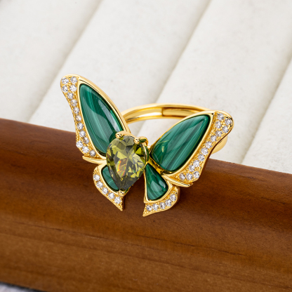 Malachite Butterfly Ring - Elegant & Natural Chic