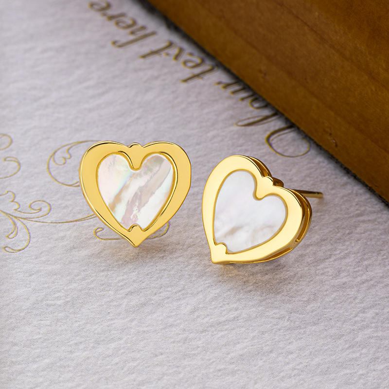 Deep Sea MOP Heart Studs - Sweet Beachy Vibes
