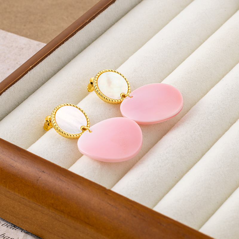 Luxe Deep-Sea Shell Earrings: White MOP & Queen Conch, Modern Minimalist