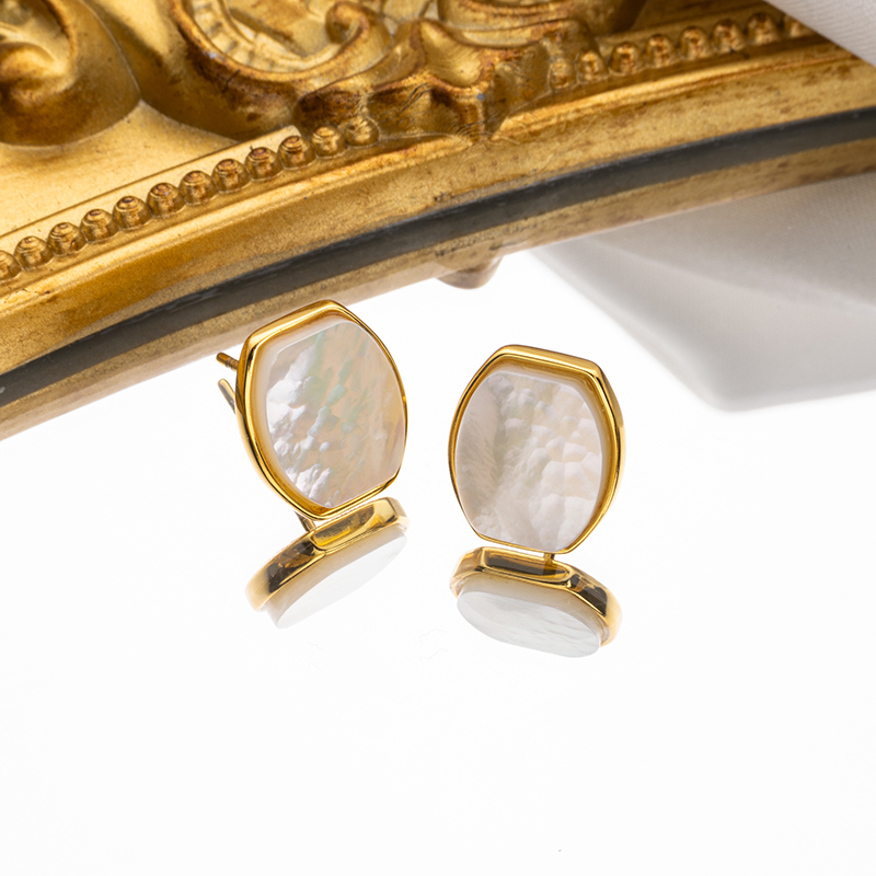 Elegant Square White Mother Pearl Earrings - Unique Minimalist