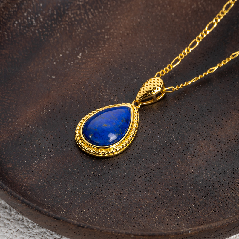 Royal Lapis Lazuli Teardrop Necklace | 18K Gold Plated 