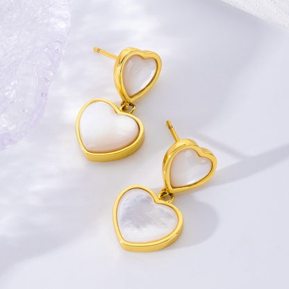 Youthful Glistening MOP Hearts - Vacation Dangle Earrings