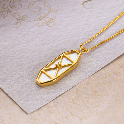 18K Gold Plated Geometric MOP Necklace - Parisian Minimalist