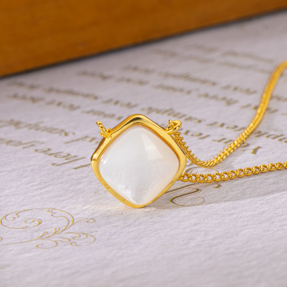 Cubic White Mother of Pearl Collar Necklace | Minimalist Chic