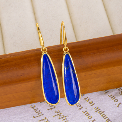Minimalist Lapis Lazuli Teardrop Dangle Earrings