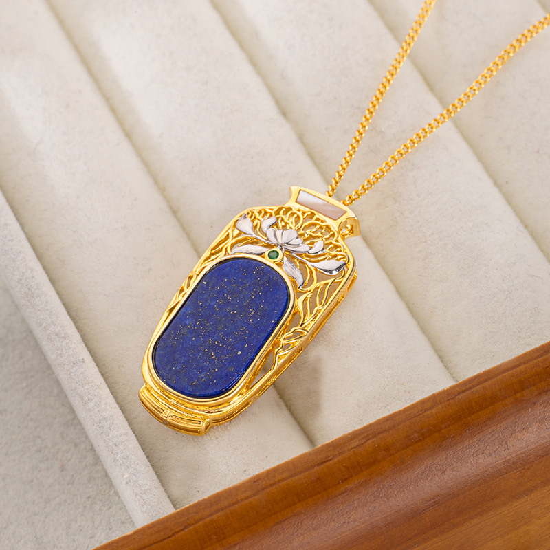 Lapis Lazuli Vase Necklace | Chic Unique Elegant Jewelry
