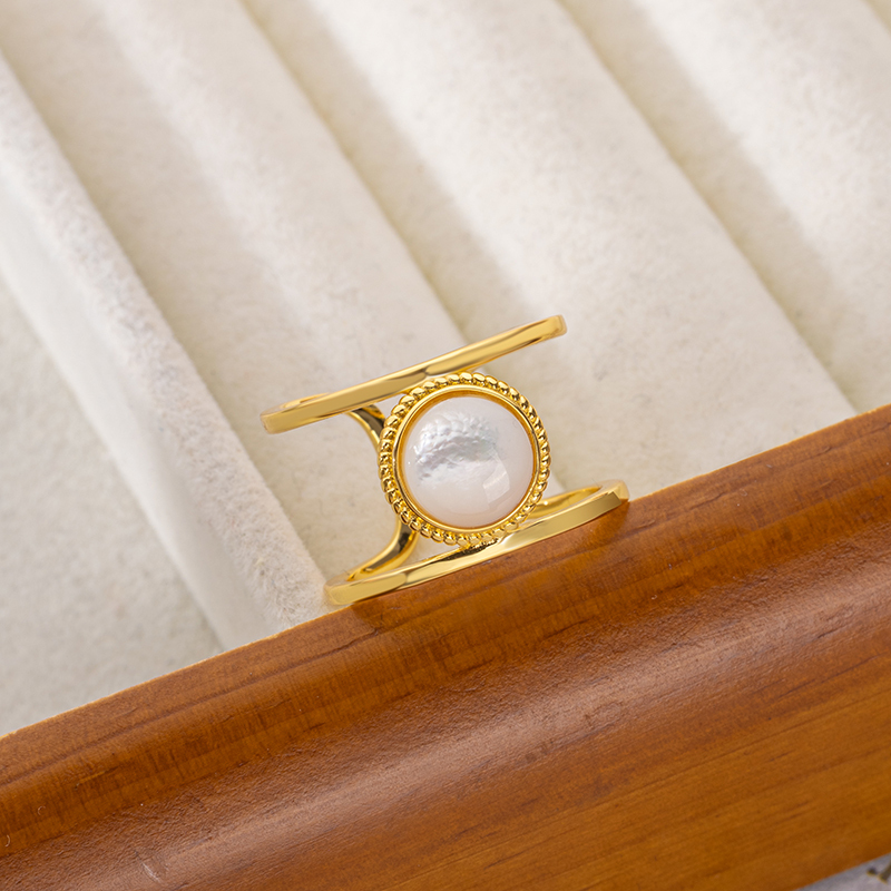 French Vintage Mother of Pearl Ring - Minimalist Summer Jewelry
