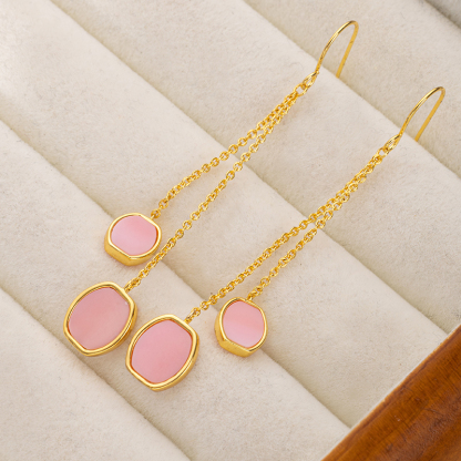 Boho Square Conch Earrings: Natural Shell Tassel Ear Hook