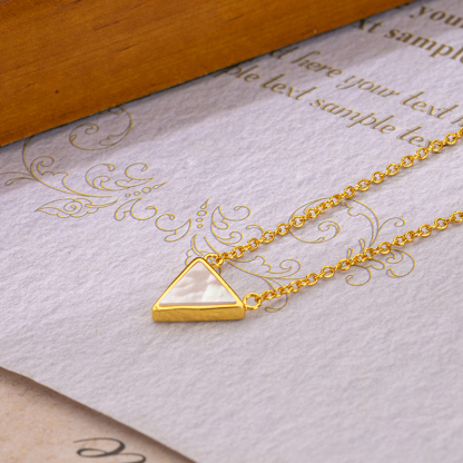 Dainty Triangle Mother of Pearl Necklace: French Minimalist