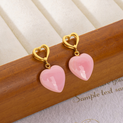 Natural Queen Conch Heart Earrings: Pink 3D Shell & Girly 