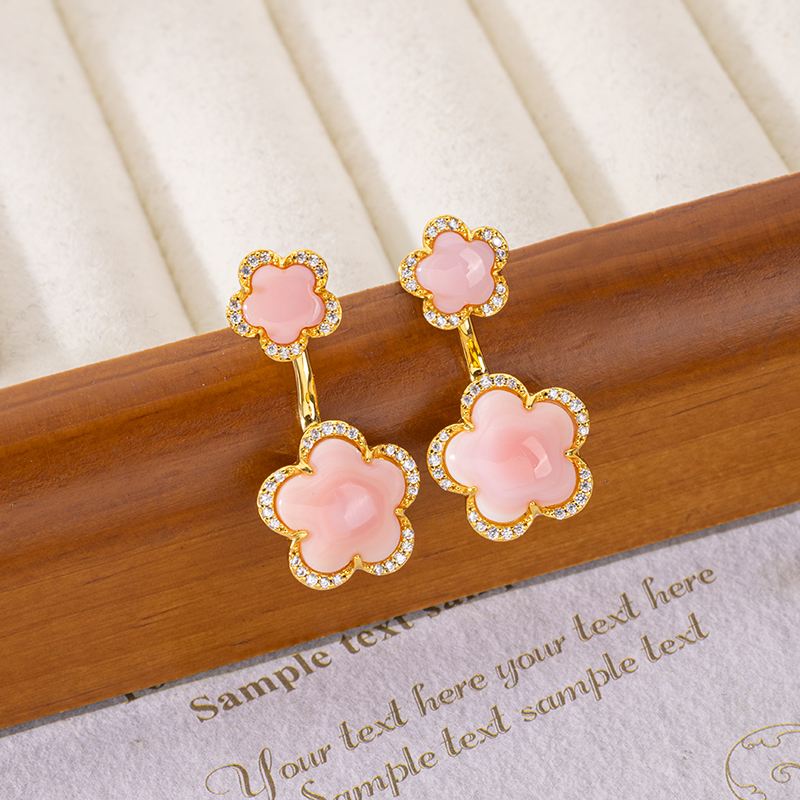 Pink Queen Conch Earrings | Designer Floral Statement Luxury