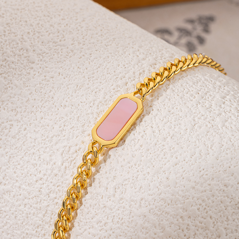 Pink Square Queen Conch Cuban Bracelet | Youthful Fashion Chain