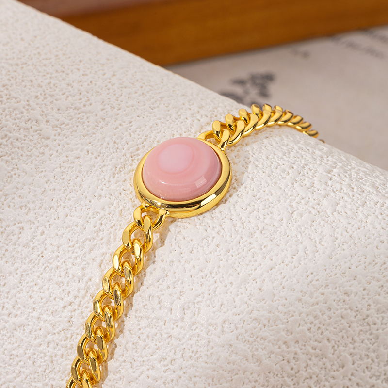 18K Gold Plated Cuban Chain Bracelet | Round Sweet Minimalist 