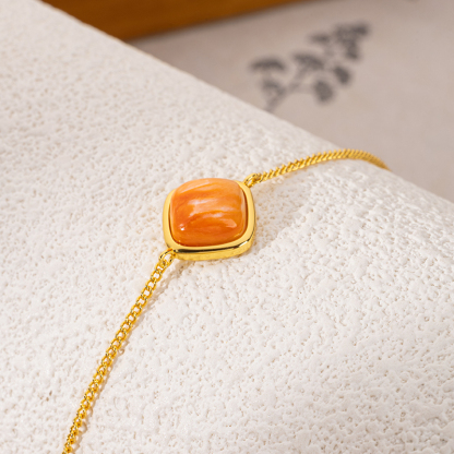 Natural Square Spiny Oyster Bracelet | Coastal Boho Chic Style 