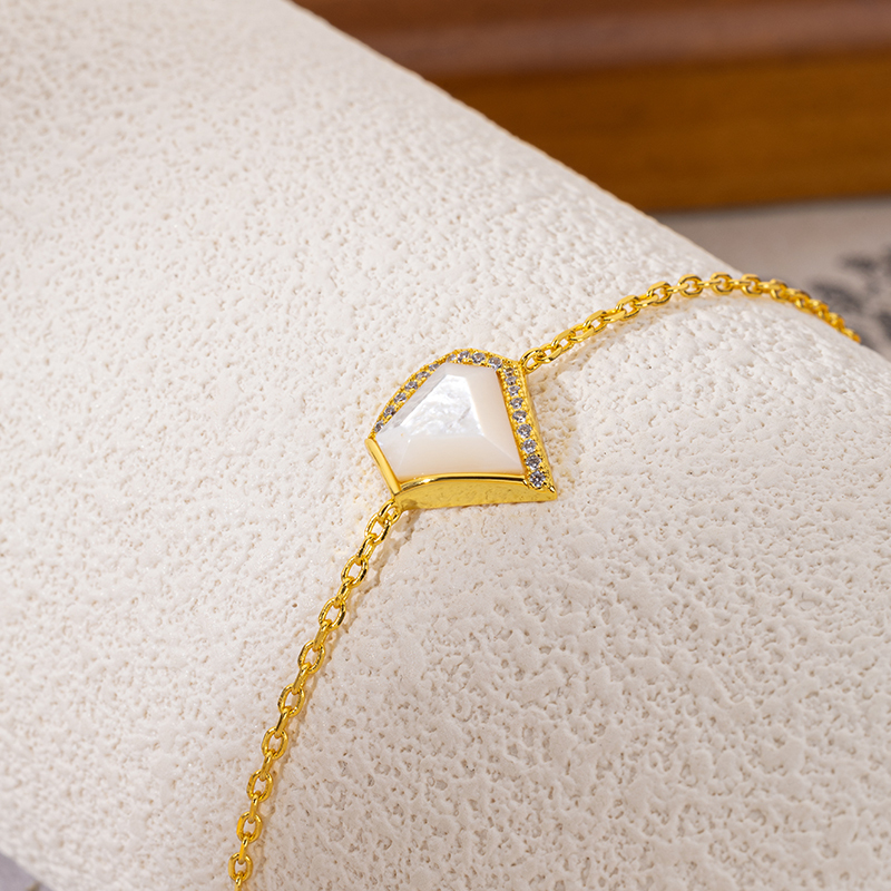 Faceted Mother of Pearl Bracelet | Geometric Luxury Women's
