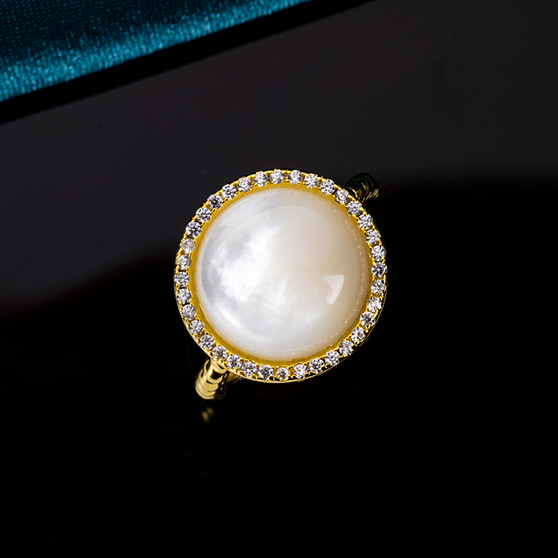 Natural MOP Round Ring Minimalist Classic