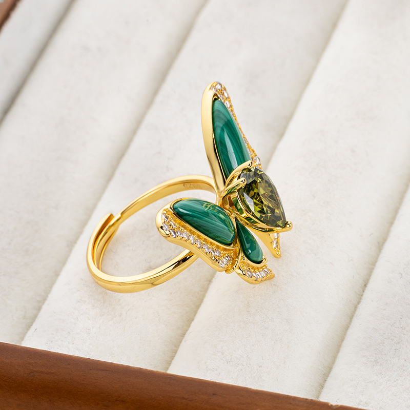 Malachite Butterfly Ring - Elegant & Natural Chic