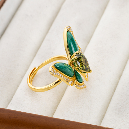 Malachite Butterfly Ring - Elegant & Natural Chic