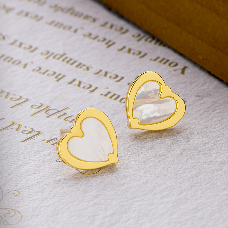 Deep Sea MOP Heart Studs - Sweet Beachy Vibes