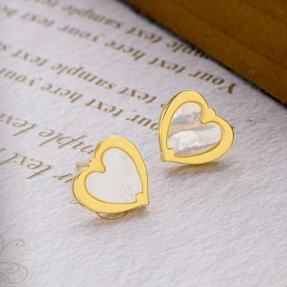 Deep Sea MOP Heart Studs - Sweet Beachy Vibes