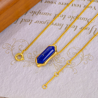 青金石项链女新款轻奢高级感欧美时尚小众设计感锥形吊坠颈链