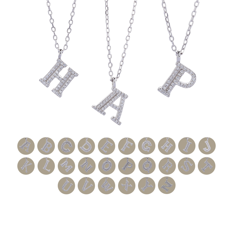 Luxe 925 Silver Alphabet CZ Custom Necklace