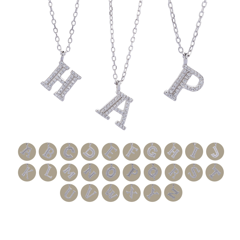 Luxe 925 Silver Alphabet CZ Custom Necklace