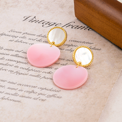 Luxe Deep-Sea Shell Earrings: White MOP & Queen Conch, Modern Minimalist