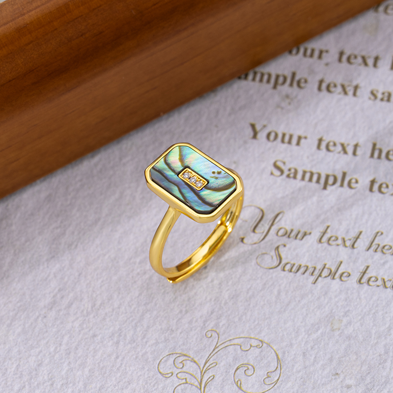 Minimalist Abalone Shell Square Ring